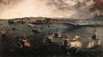 ピーテル・ブリューゲル長老 Painting - ナポリ湾の海戦 フランドルのルネサンス農民ピーテル・ブリューゲル長老